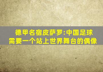 德甲名宿皮萨罗:中国足球需要一个站上世界舞台的偶像